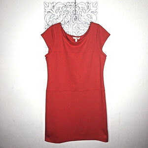 Banana Republic Women's size Large Classic Sheath Dress Pullover Cap Sleeves RED